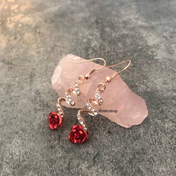 Rose Dangle Earrings - Picture 3 of 5